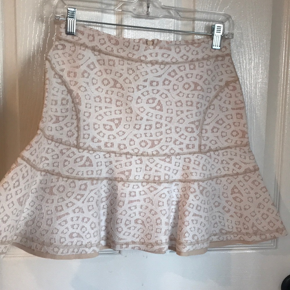 Beige lace flare skirt